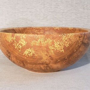 Spalted Silver Maple Wooden Salad Bowl, 13-3/4&quot;  (B204)