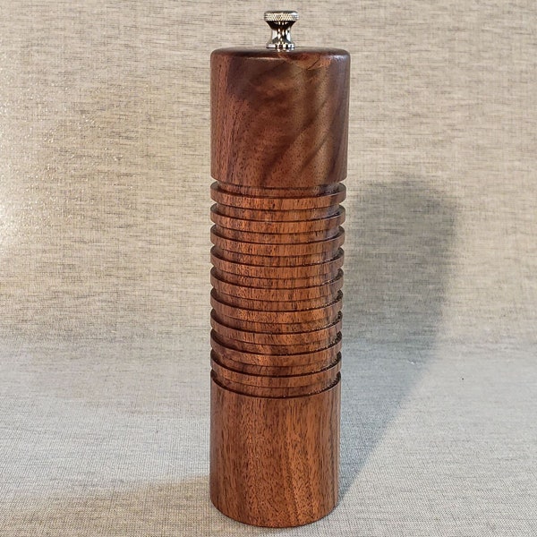 8" Walnut "Modern Ribbed" Wooden Peppermill  (P60)