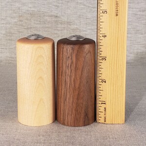 Straight Walnut and Maple Wooden Salt and Pepper Shakers, 3-3/4 tall image 9