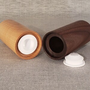 Straight Walnut and Maple Wooden Salt and Pepper Shakers, 3-3/4 tall image 6