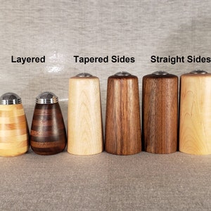 Straight Walnut and Maple Wooden Salt and Pepper Shakers, 3-3/4 tall image 10