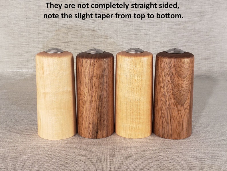 Straight Walnut and Maple Wooden Salt and Pepper Shakers, 3-3/4 tall image 8