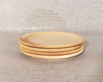Set of four, Small 6-1/2&quot; Silver Maple Wooden Plates,  (PL-17)