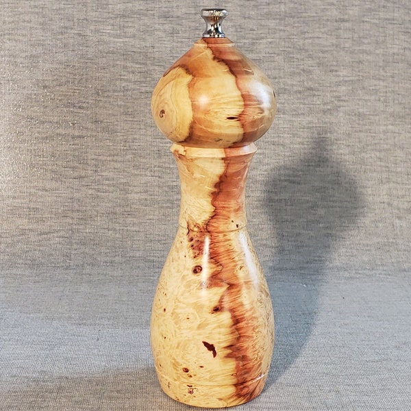 8" Flame Boxelder Burl Wooden Peppermill  (P61)