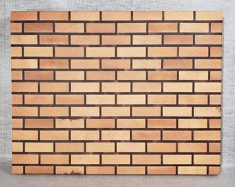 Tagliere in legno con motivo a muro in mattoni di acero e noce, (#8)