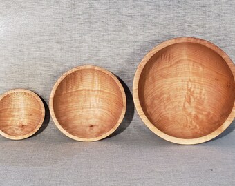 Quilted Big Leaf Maple Nested 3-Bowl Set  (B231)