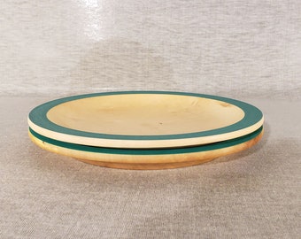 Set of two, 9&quot; Silver Maple Wooden Plates with Painted Rim,   (PL-18)