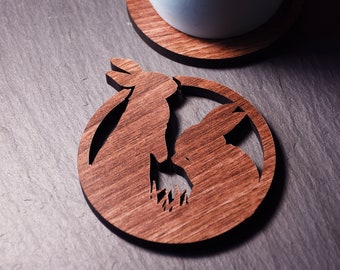 x1 Individual Rabbit Coaster - Wooden Bunny Rabbit Coaster - Rabbit gift. For Rabbit lovers. For Rabbit obsessives. Bunnies Rabbit.