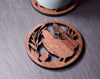 x1 Individual Chicken Coaster - Wooden Chicken and Chick Coaster. Perfect for Chicken lovers. For Chuck obsessives. Chicken and Chick Chicks