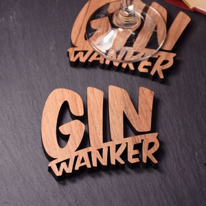 Gin Wanker Coaster x1 Individual - Sweary Gift - Cheeky Gift. Gin Wanker