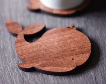 Whale Wooden Coaster | Wild Animal Gift | Exotic Home Decor