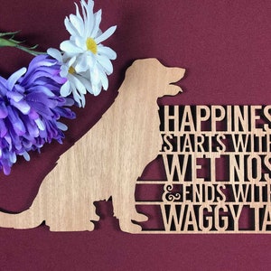 Golden Retriever Dog Plaque - Happiness starts with a wet nose & ends with a waggy tail - Dog obsessed - dog lovers - Perfect for dog lovers