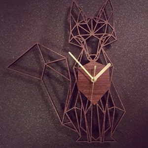 Fox Clock Geometric Wooden Fox Clock Full Fox. Perfect for fox lovers. Ideal gift for fox obsessives. Fox your friends with this gift. image 5