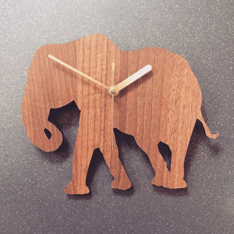 Elephant Clock. Wooden Elephant clock. Perfect Elephant gift. Etsy