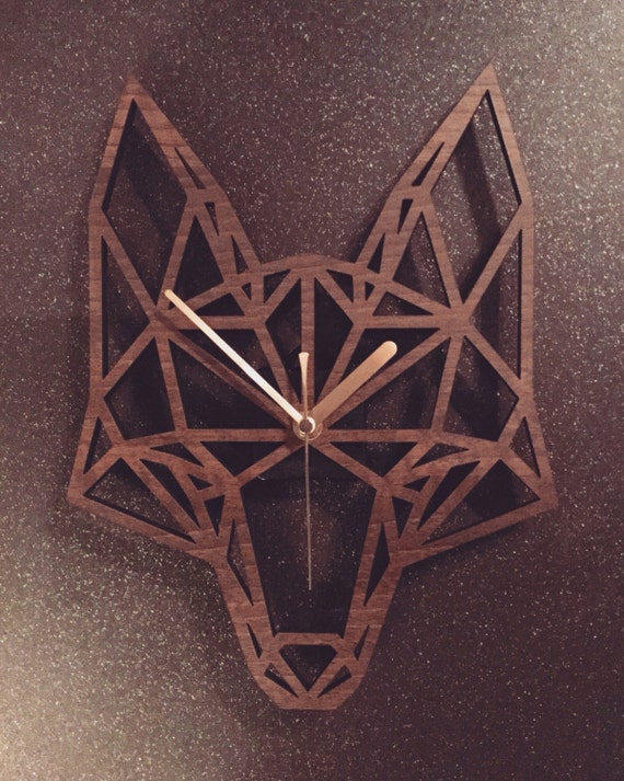 Fox Clock Geometric Wooden Fox Head Clock Fox Head Perfect Etsy