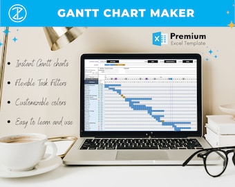Gantt Chart Maker Excel Template | Project Planner Excel | Task Manager | Project Timeline | Project Tracker | Project Management Template
