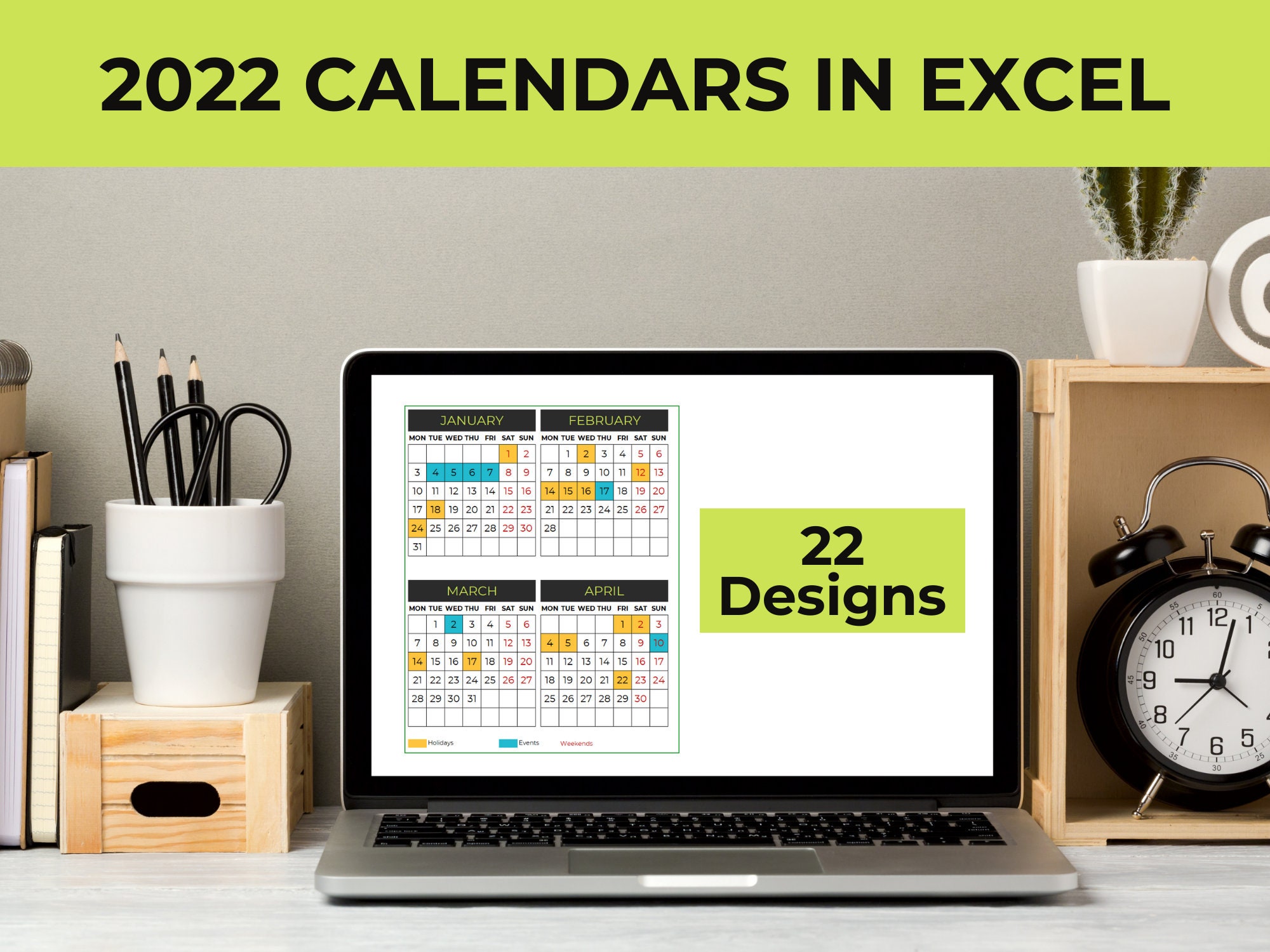Buy 2022 Calendar Template Excel Spreadsheet Online in India - Etsy