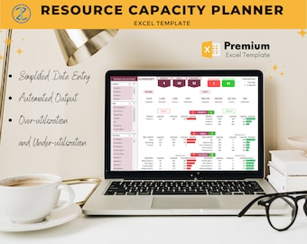 Modello Excel per la pianificazione della capacità delle risorse / Monitoraggio delle risorse / Piano di capacità delle risorse umane / Strumento di strategia delle risorse umane / Foglio di gestione delle risorse umane / Pianificatore di progetto