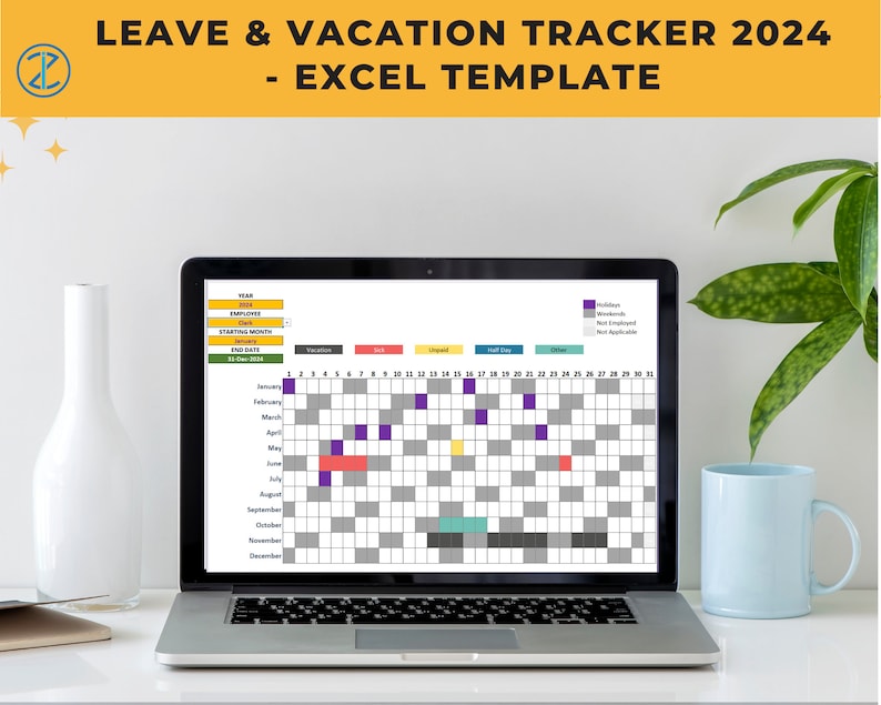 Leave & Vacation Tracker 2024 Excel Template Etsy