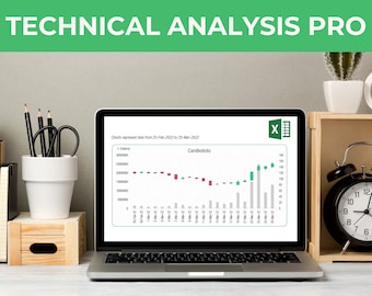 Technical Analysis Pro Excel Template | Stock Tracker Spreadsheet | Technical Indicator | Personal Finance Tracker | Candlestick Chart