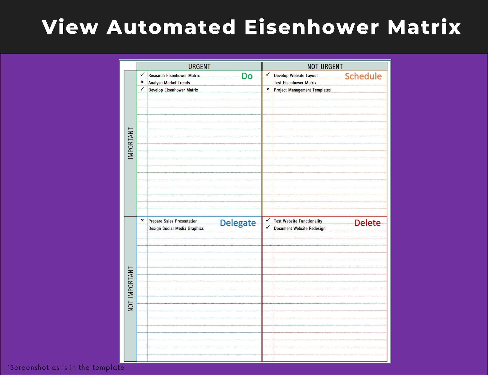 Eisenhower Matrix – Excel Template | Time Management Tool - Etsy