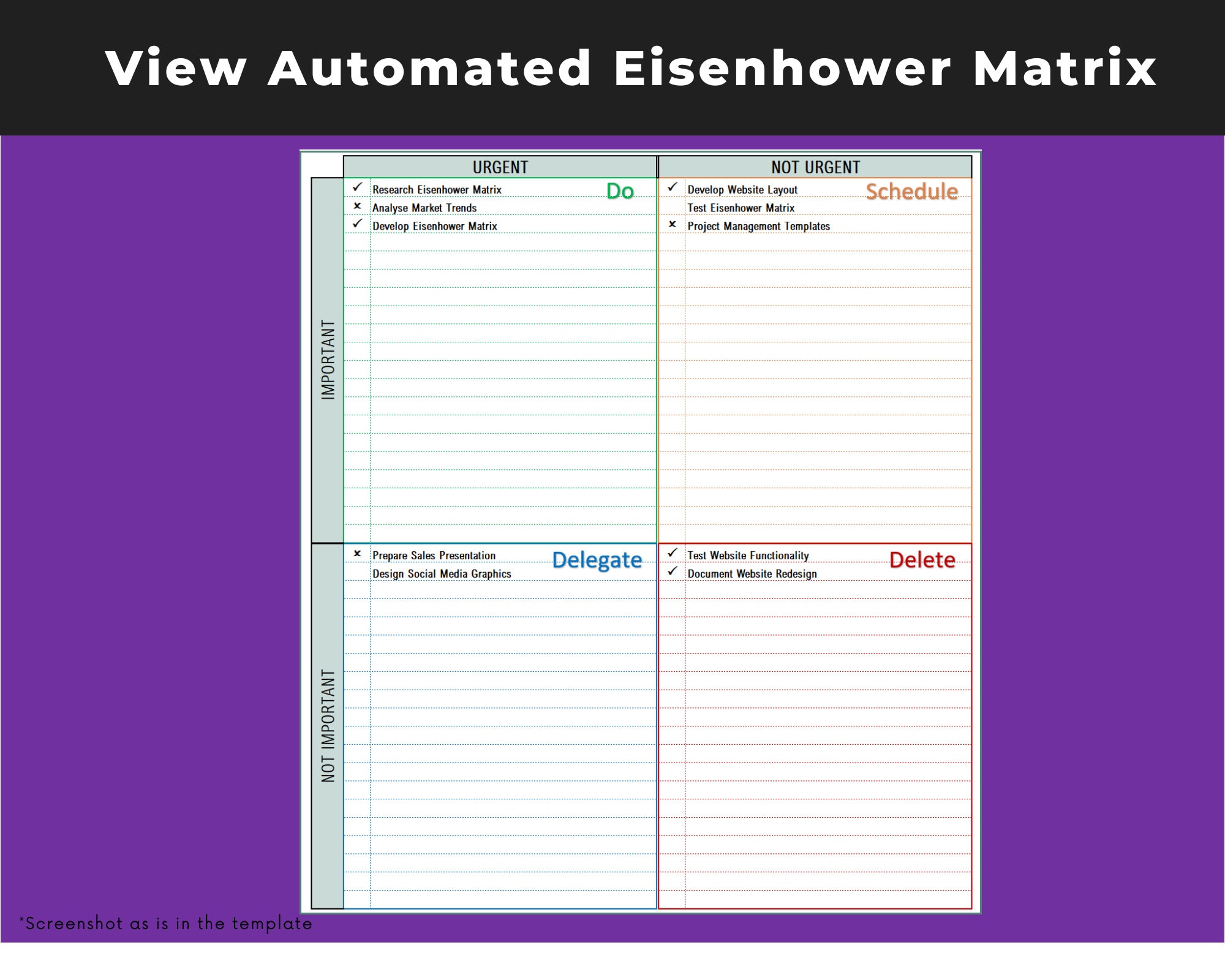 Eisenhower Matrix – Excel Template | Time Management Tool - Etsy