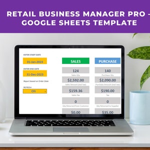 Retail Business Manager Pro | Business Google Sheet Template | Inventory Manager | Sales Manager | Order Tracker | Sales Tracker