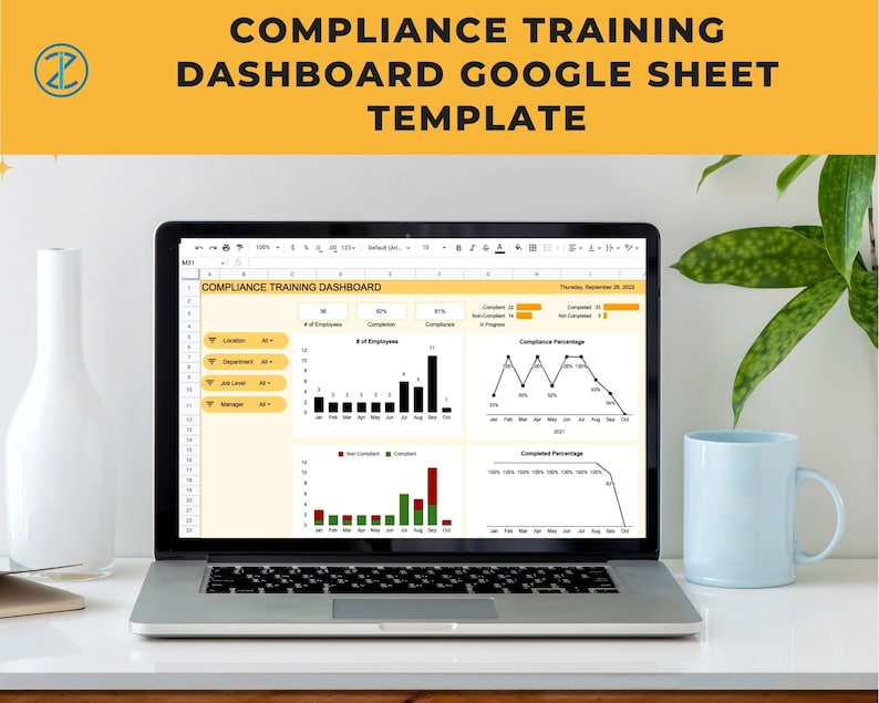 Compliance Training Dashboard Google Sheet Template - Etsy