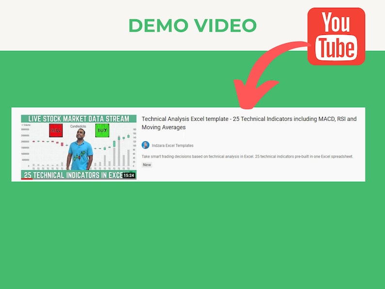 Puede incluir: Una miniatura de v&iacute;deo de YouTube que muestra a un hombre de pie frente a un gr&aacute;fico del mercado de valores. El gr&aacute;fico muestra un flujo de datos del mercado de valores en vivo con 25 indicadores t&eacute;cnicos. El t&iacute;tulo del v&iacute;deo es "Plantilla de Excel de an&aacute;lisis t&eacute;cnico - 25 indicadores t&eacute;cnicos que incluyen MACD, RSI y medias m&oacute;viles".