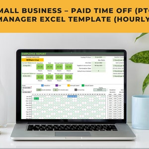 Small Business – Paid Time Off Manager (Hourly) – Excel Template | Automated PTO Balance Calculator for Hourly Employees