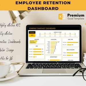 Employee Retention Dashboard | HR Excel Template | HR Kpi Dashboard | Employee Turnover Tracker | Employee Tracker | HR Reporting Dashboard