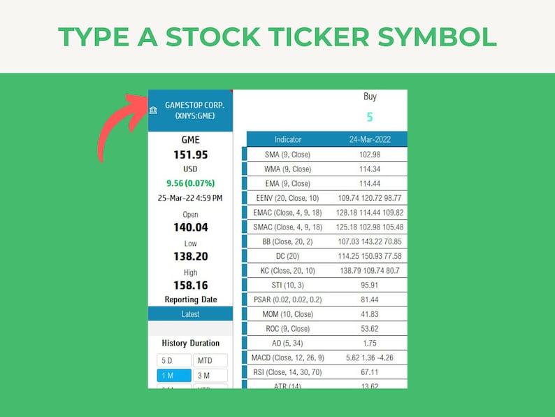 Technical Analysis Pro Excel Template Stock Tracker Spreadsheet