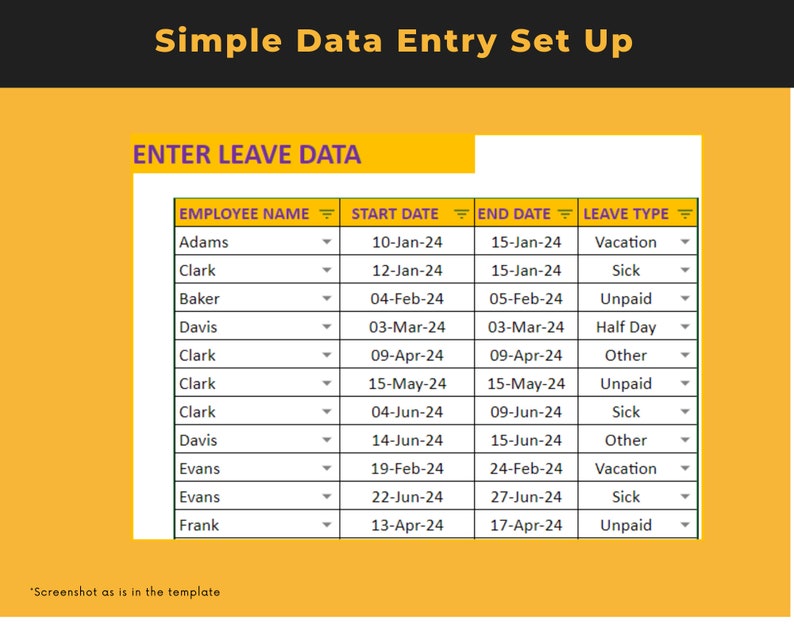 Employee Leave & Vacation Tracker 2024 Google Sheets Template Etsy