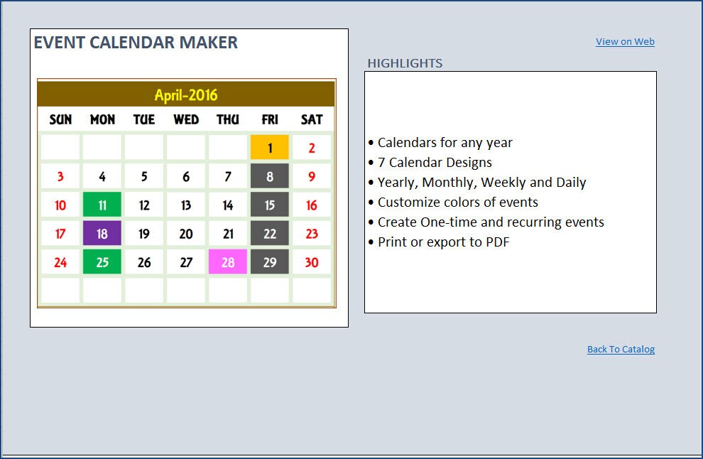 Example Excel Catalogs