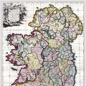 Drucken Sie Ihre eigene HOCHAUFLÖSENDE KARTE von Irland / Hibernia um 1700. Digitaler Download-Link