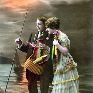 23x EARLY ROMANTIC POSTCARDS Printable Hi-Res Photos - Download