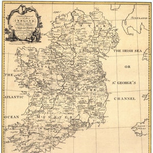 Imprima seu próprio MAPA DE MAIOR RESOLUÇÃO da Irlanda de c1795. Link para download digital