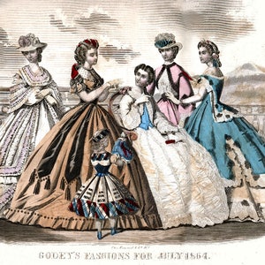 PRINT A3-Sized GODEY 1800’s FASHION Illustrations (#3 Download)