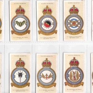 c1937 RAF BADGES (sem lema) CONJUNTO de 50 cartões de cigarro/tabaco por jogadores