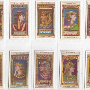 1912 EGYPTIAN KINGS & QUEENS en klassieke goden complete set van 25 originele sigaretten-/tabakkaarten - door spelers
