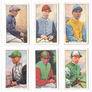 c1936 FAMOUS JOCKEYS Complete Set of 48x Original Cigarette / Tobacco Cards - by Gallaher