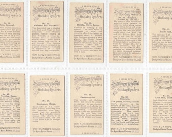 C1925 HOLIDAY RESORTS {photographic} Group of 20x Original Cigarette / Tobacco  Cards by Sunripe