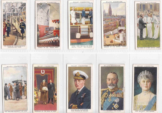 wills king cigarette Original C1935 the Reign of HM KING GEORGE V Complete Set of 50x Cigarette/ tobacco Cards by Wills