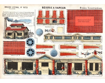 Vintage Paper Model Buildings Kit: Printable Scans (Download Group 2)