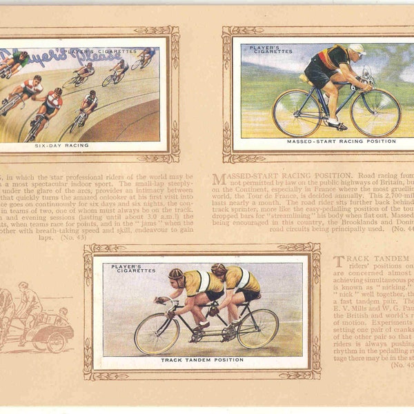 c1939 CYCLING Komplettes Album mit 50 x Original Zigaretten- / Tabakkarten - von John Player & Sons