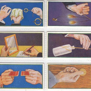 C1938 PUZZLES MAGIQUES Lot de 6 cartes cigarettes tabac originales Gold Flake/Hill