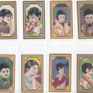 CHINESE BEAUTIES 8x RARE c1900&#39;s Original Cigarette / Tobacco Cards - by Hatamen