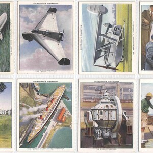 ORIGINAL c1938 MODERN WONDERS Komplettes Set von 48x (M Size) Zigarettenkarten von Churchman