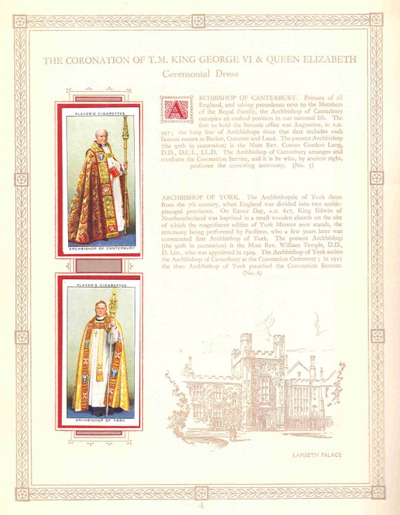C1937 CORONATION SERIES Complete Album of 50x ORIGINAL Cigarette Tobacco  Cards - Ceremonial Dress - by John Player