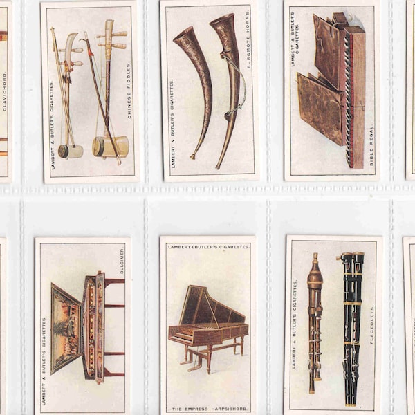 c1929 MUSICAL INSTRUMENTS  Original Cigarette / Tobacco Cards x 11 by Lambert and Butler